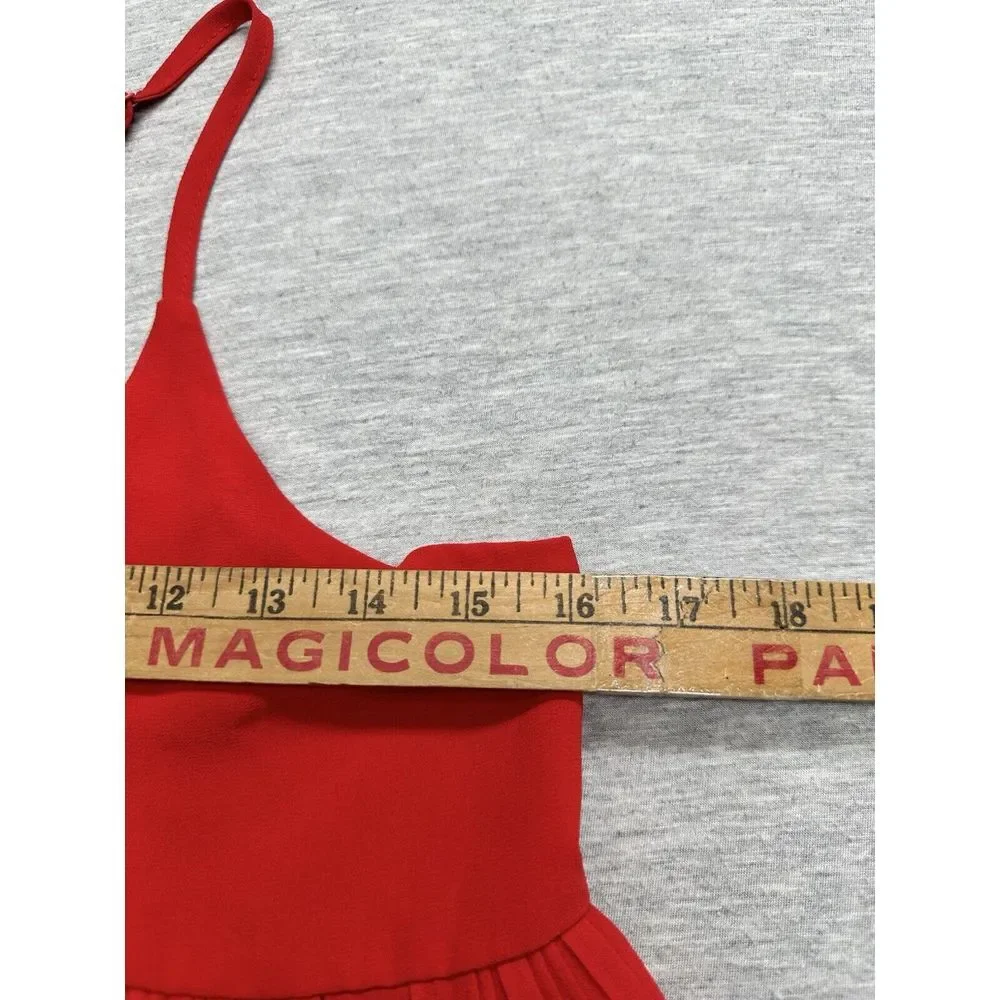Paper Crane Small Tank Top‎ Red Pleated Babydoll
